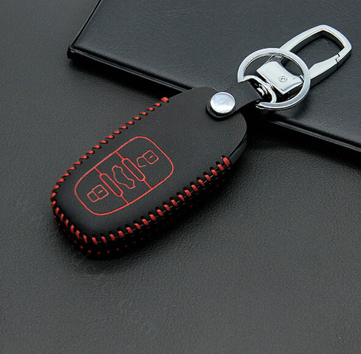 Cheap Genuine Leather Key Ring Auto Key Bags Smart for Audi A5 - Red